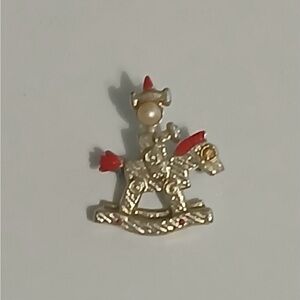Gold and Red Rocking Horse Brooch